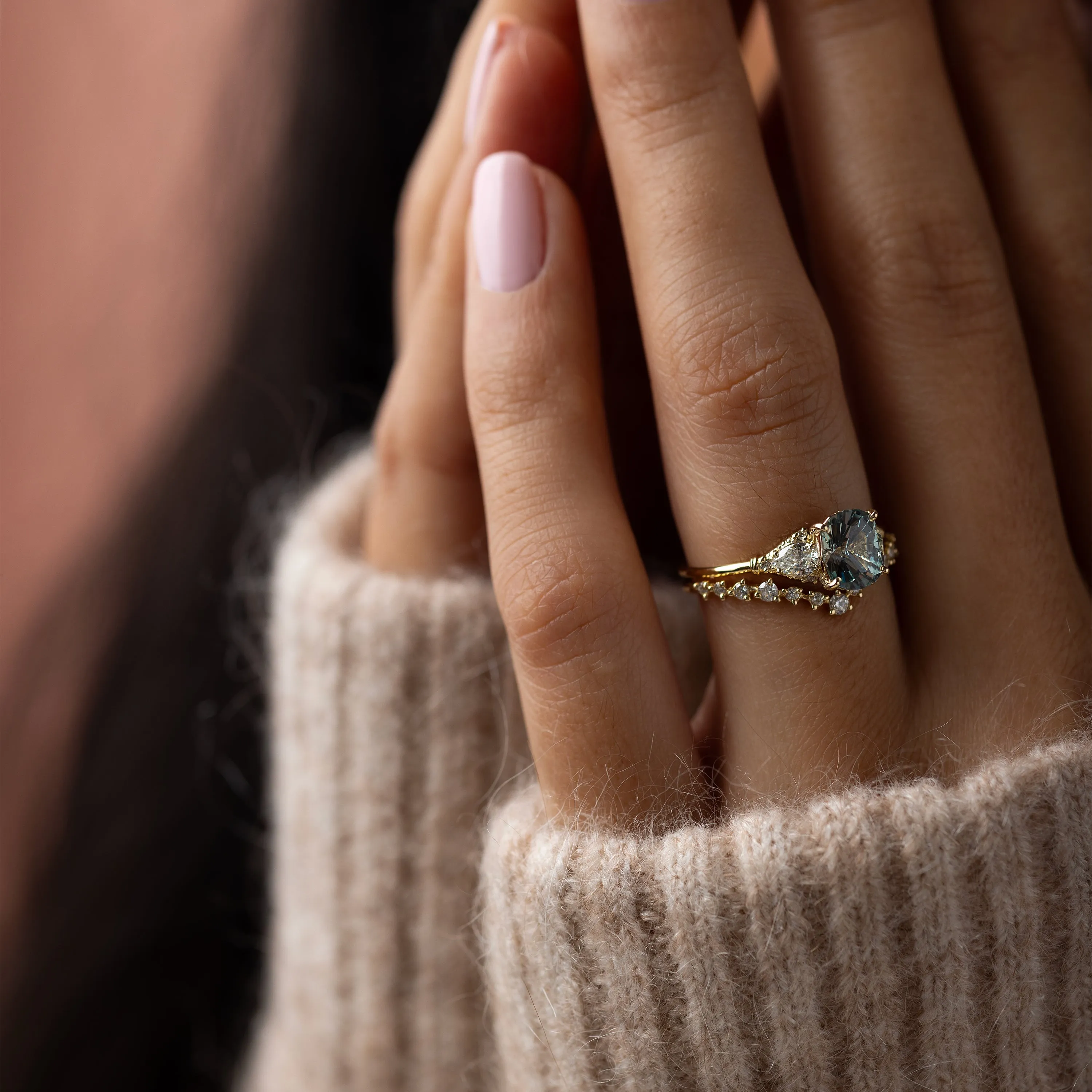 Sunlit Ring, 1.52ct. Greenish-Blue Montana Sapphire