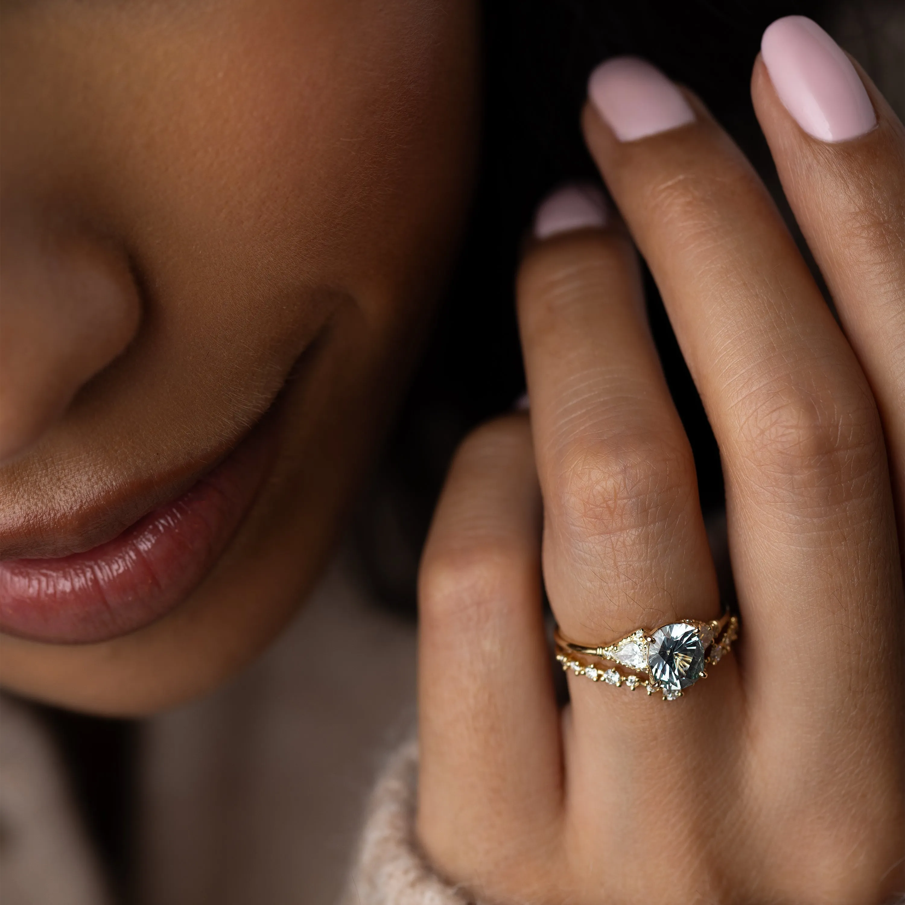 Sunlit Ring, 1.52ct. Greenish-Blue Montana Sapphire