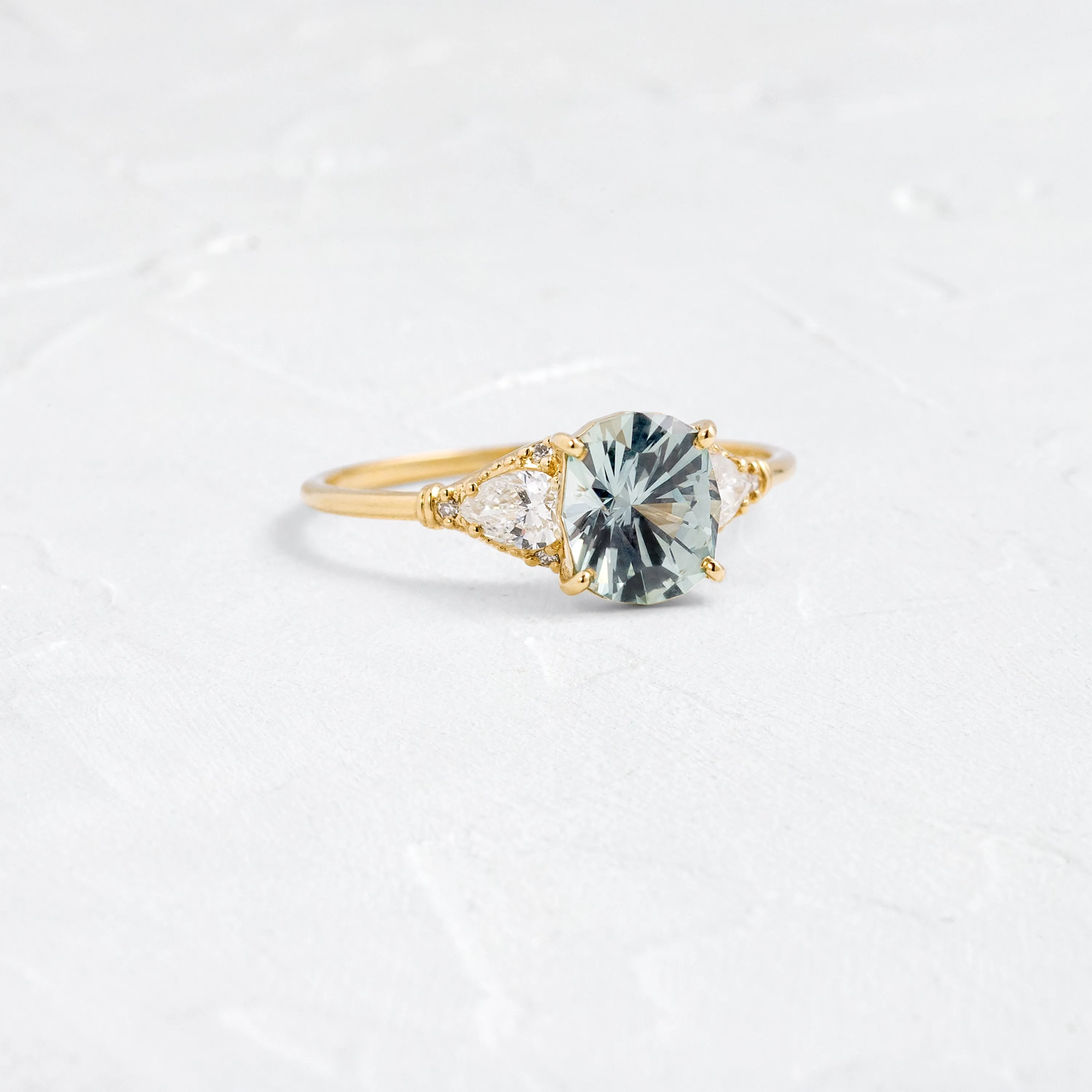 Sunlit Ring, 1.52ct. Greenish-Blue Montana Sapphire