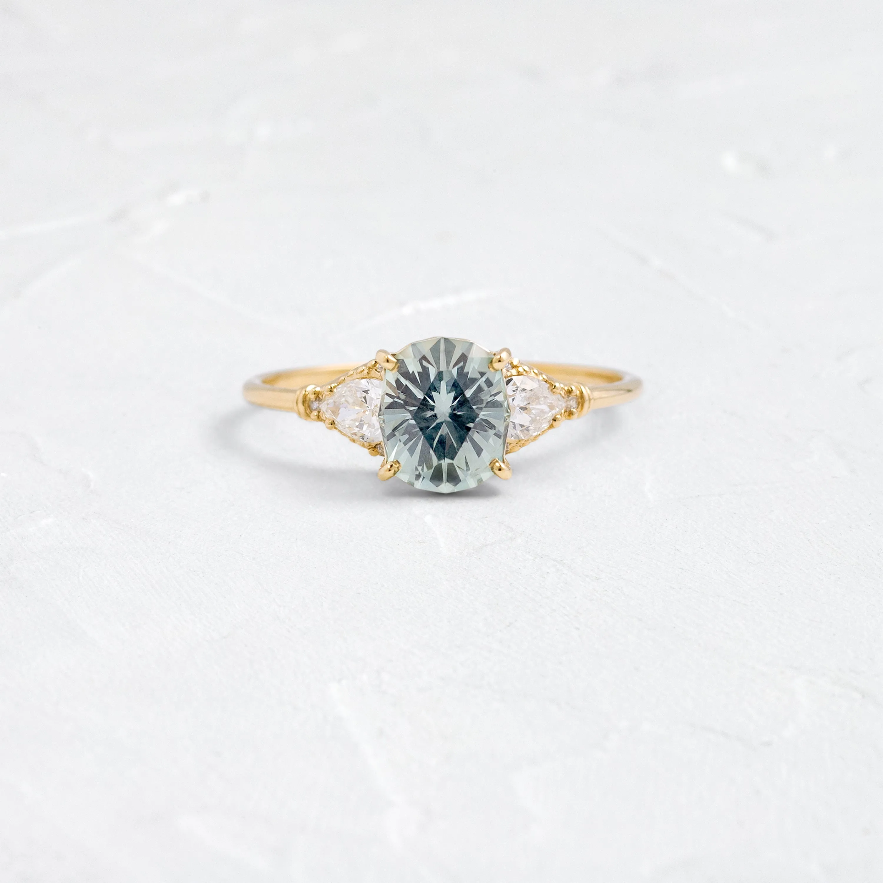 Sunlit Ring, 1.52ct. Greenish-Blue Montana Sapphire