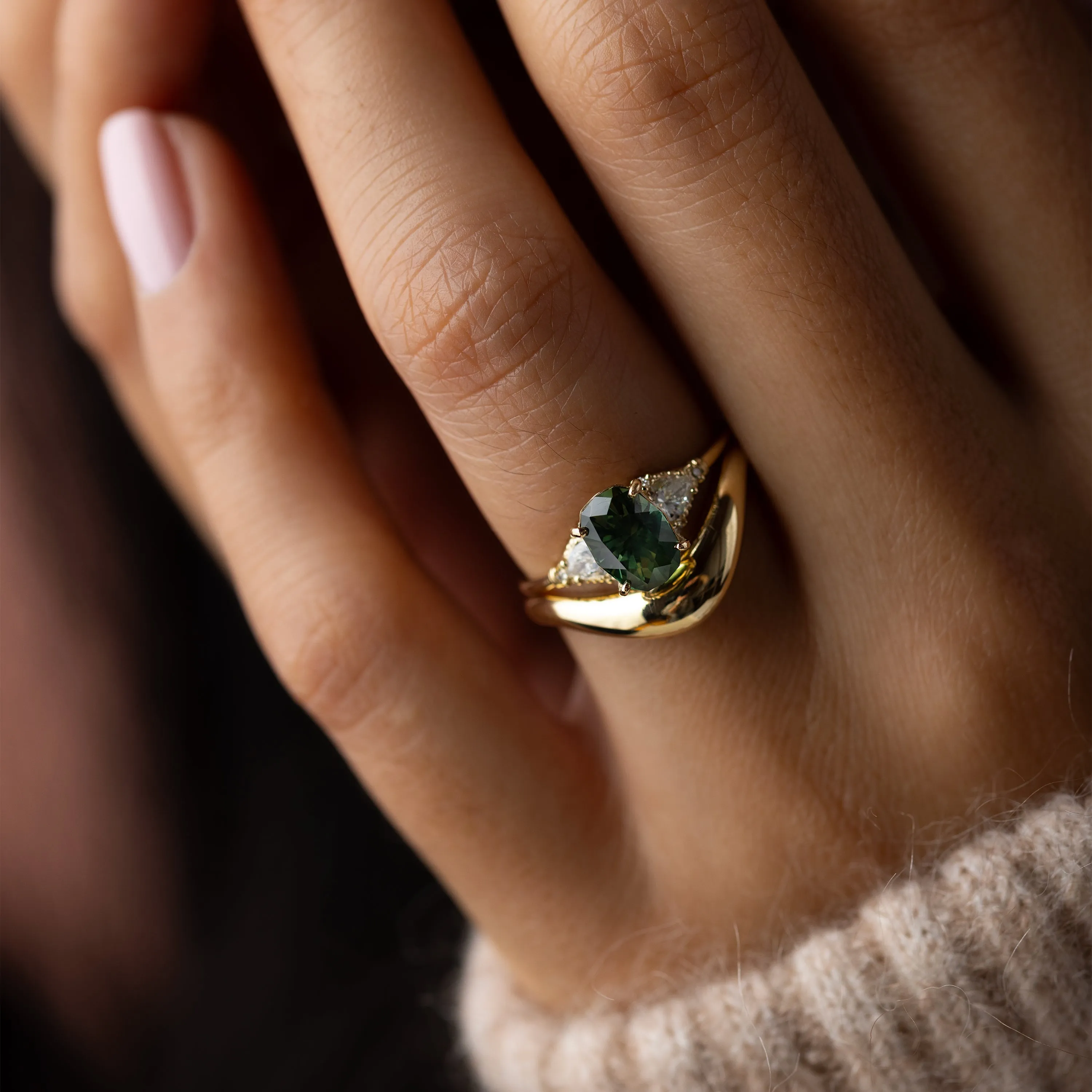 Sunlit Ring, 1.61ct. Green Sapphire