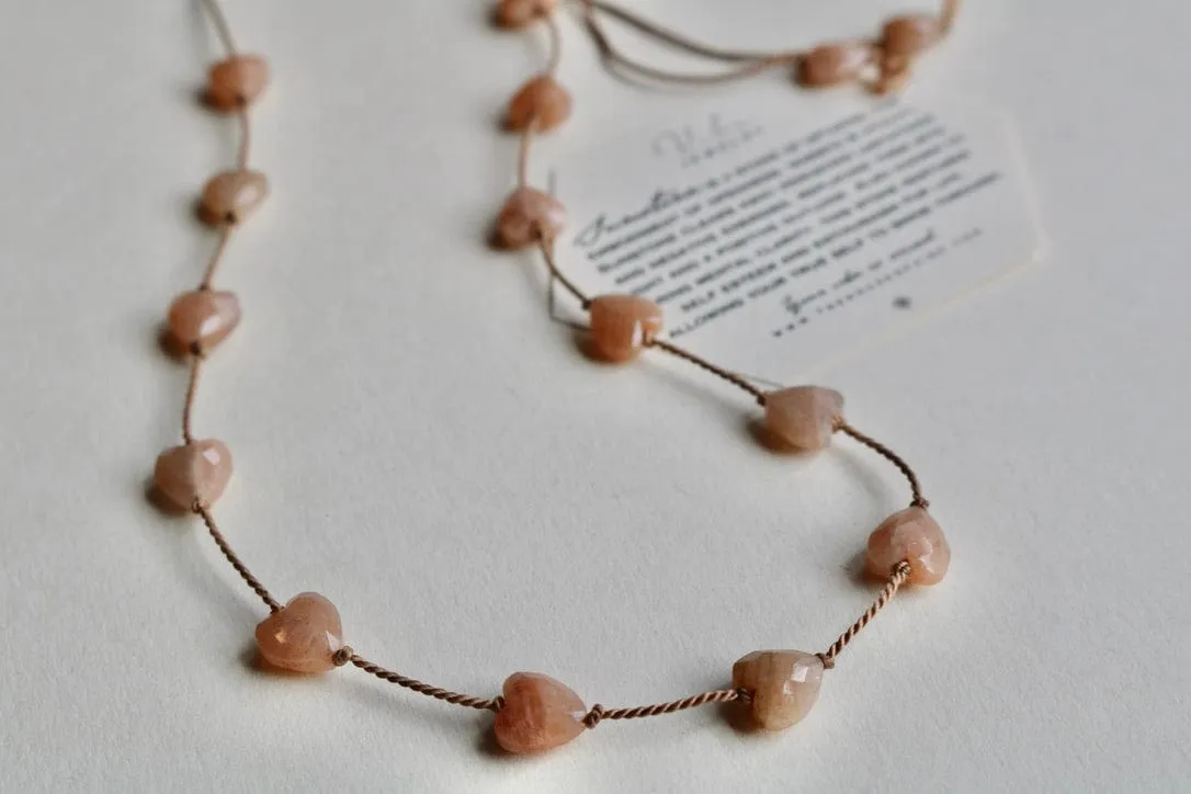 SUNSTONE HEART OM NECKLACE