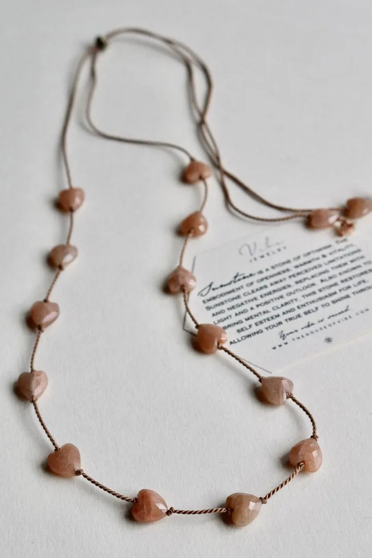 SUNSTONE HEART OM NECKLACE