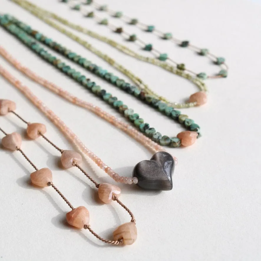 SUNSTONE HEART OM NECKLACE