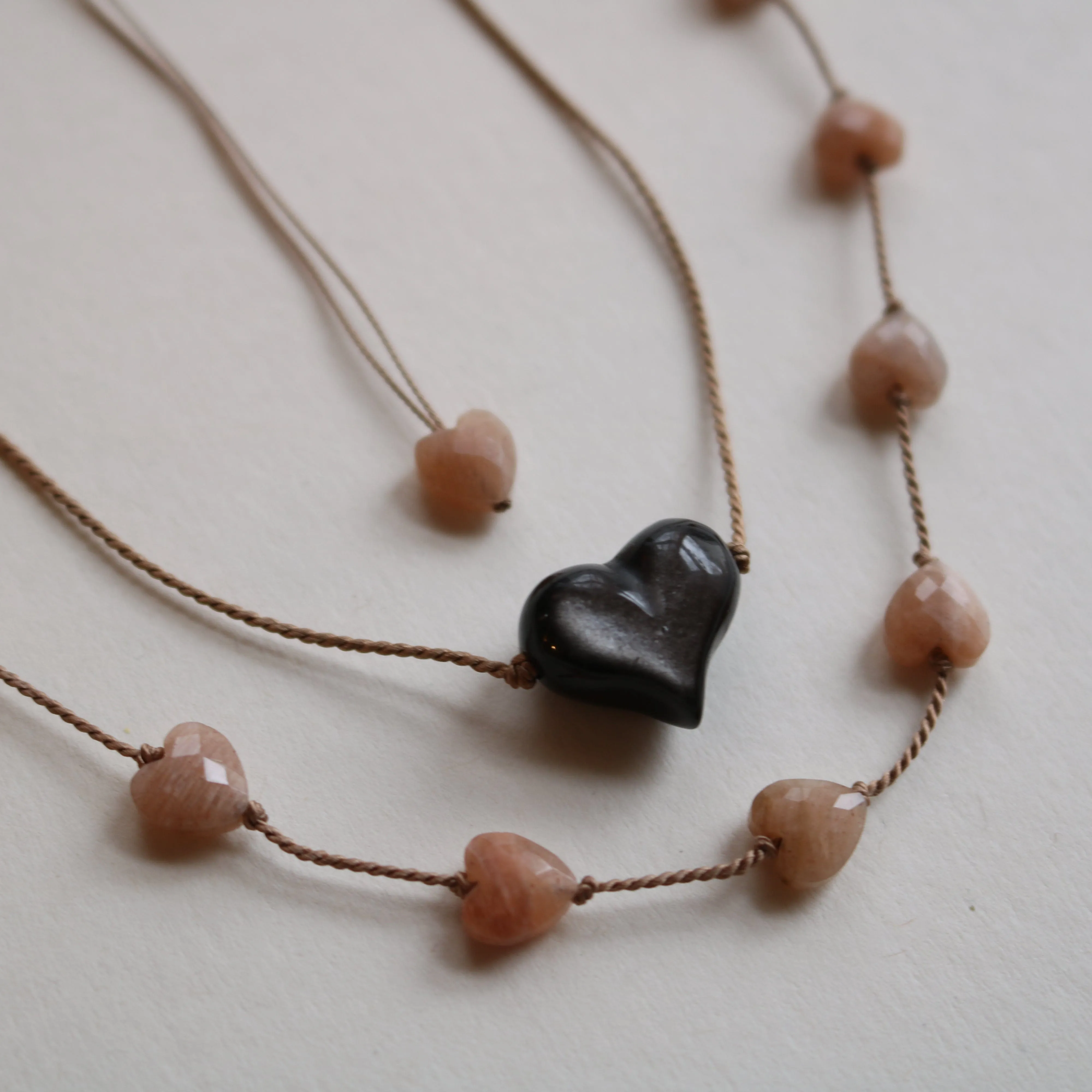 SUNSTONE HEART OM NECKLACE