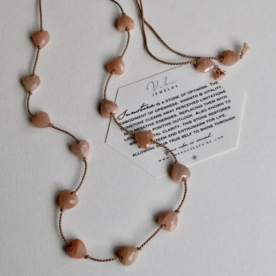 SUNSTONE HEART OM NECKLACE
