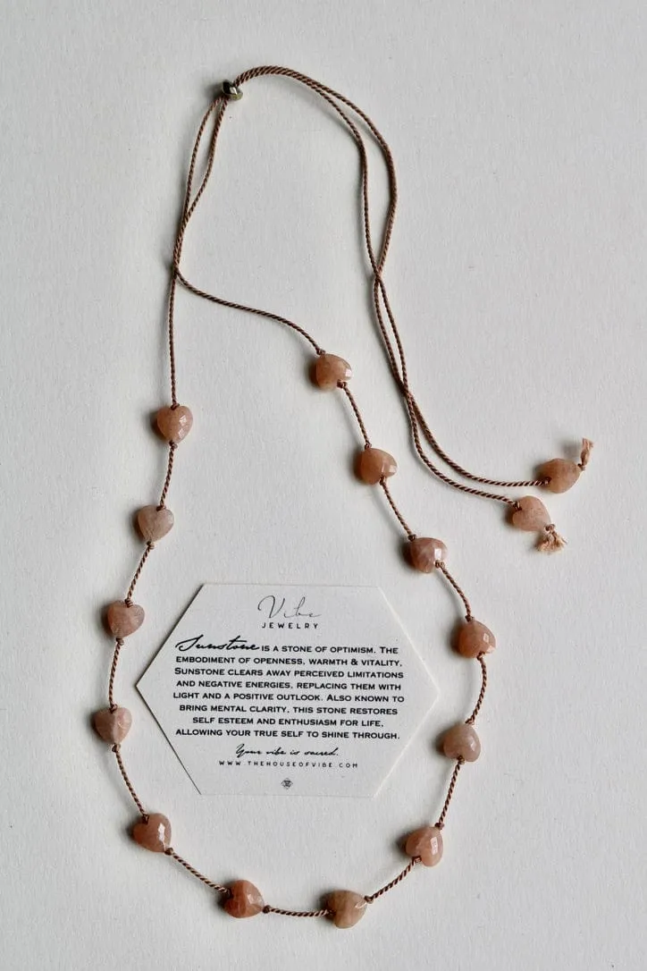 SUNSTONE HEART OM NECKLACE