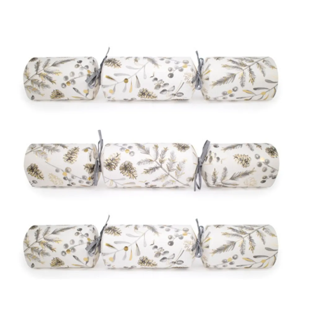 Super Deluxe Crackers - Silver Botanical (Set of 8)