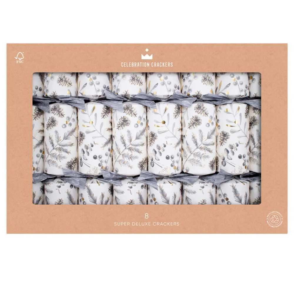Super Deluxe Crackers - Silver Botanical (Set of 8)