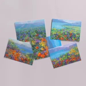 Superbloom Wildflower Fine Art Greeting Cards Set of 5, Blank Inside, 5x7 inches A7, All Occasion