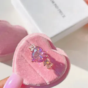 Sweet Love Sterling Silver CZ Diamond Heart Cut Ring