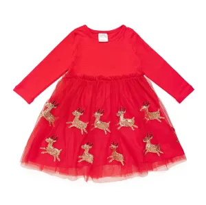 Sweet Wink Reindeer Sequin L/S Dress