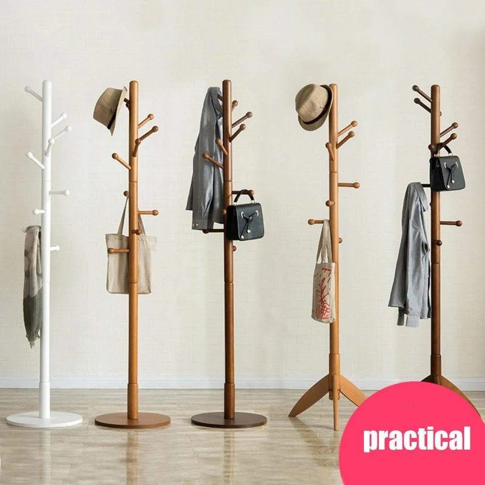 SWEET&HONEY Cloth Hanger Rack Stand Tree hat Hanger Holder Free Standing Solid Wood Coat Rack Floor Hanger for Bedroom Living Room Hall-10-hooks-R 47x175cm(19x69inch)