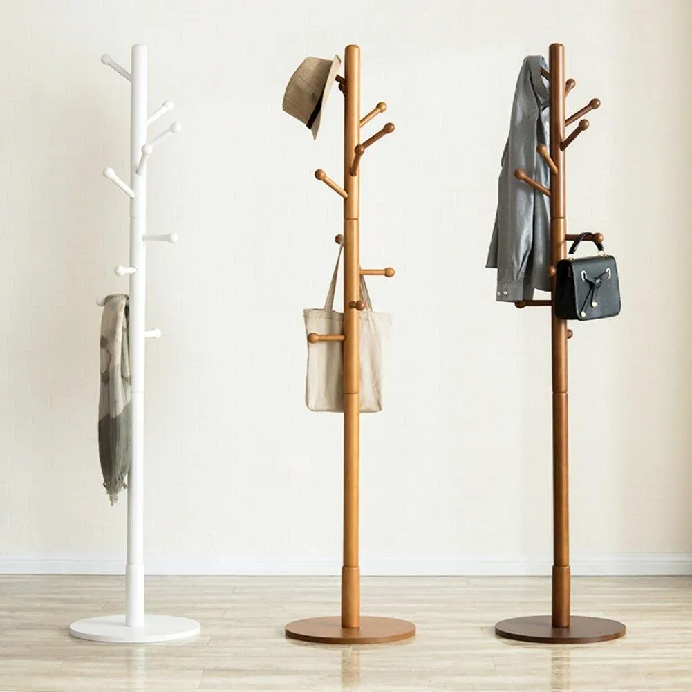 SWEET&HONEY Cloth Hanger Rack Stand Tree hat Hanger Holder Free Standing Solid Wood Coat Rack Floor Hanger for Bedroom Living Room Hall-10-hooks-R 47x175cm(19x69inch)