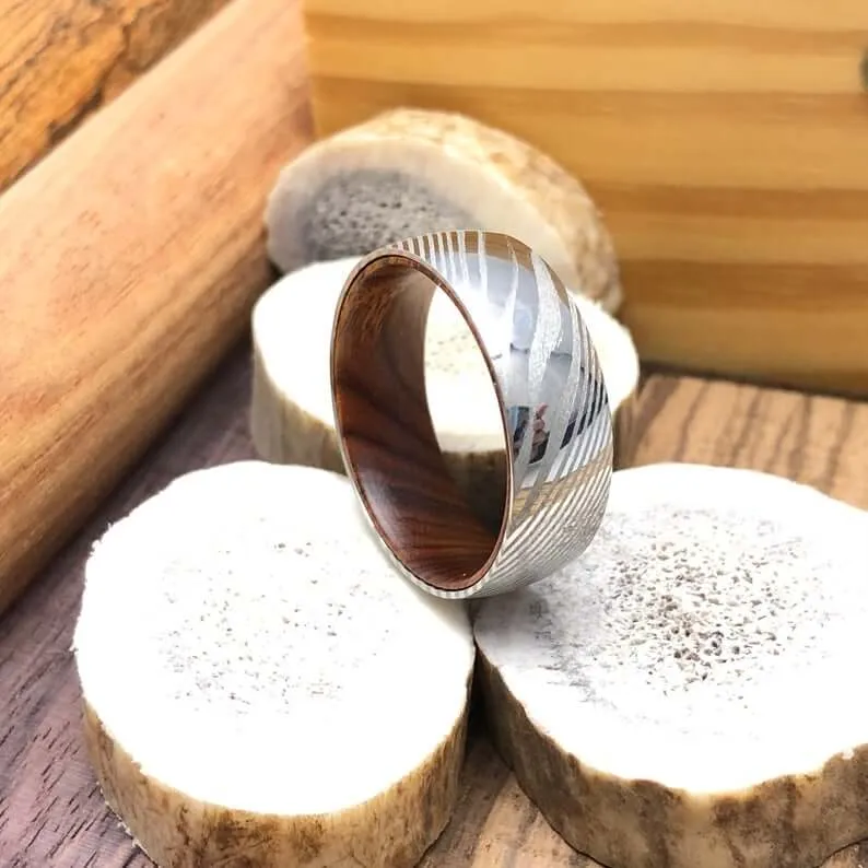 The Iron Fist | Wood Inlay Wedding Band
