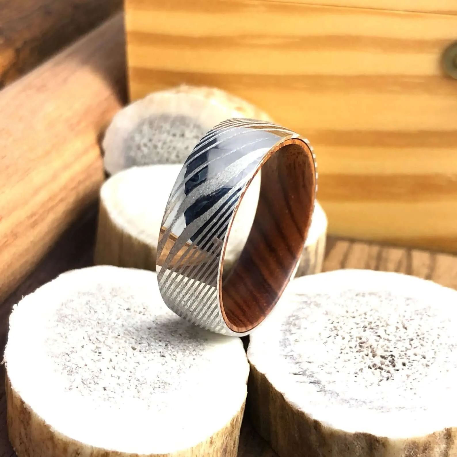 The Iron Fist | Wood Inlay Wedding Band