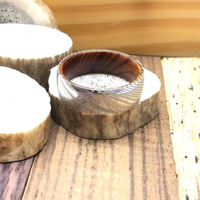 The Iron Fist | Wood Inlay Wedding Band