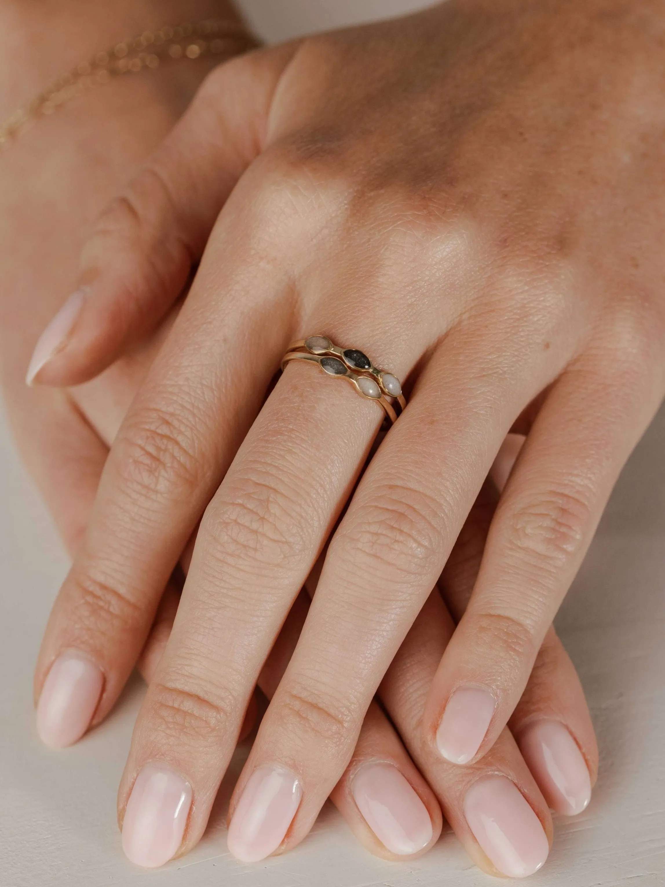 Three Setting Cremation Ring in Sterling Silver