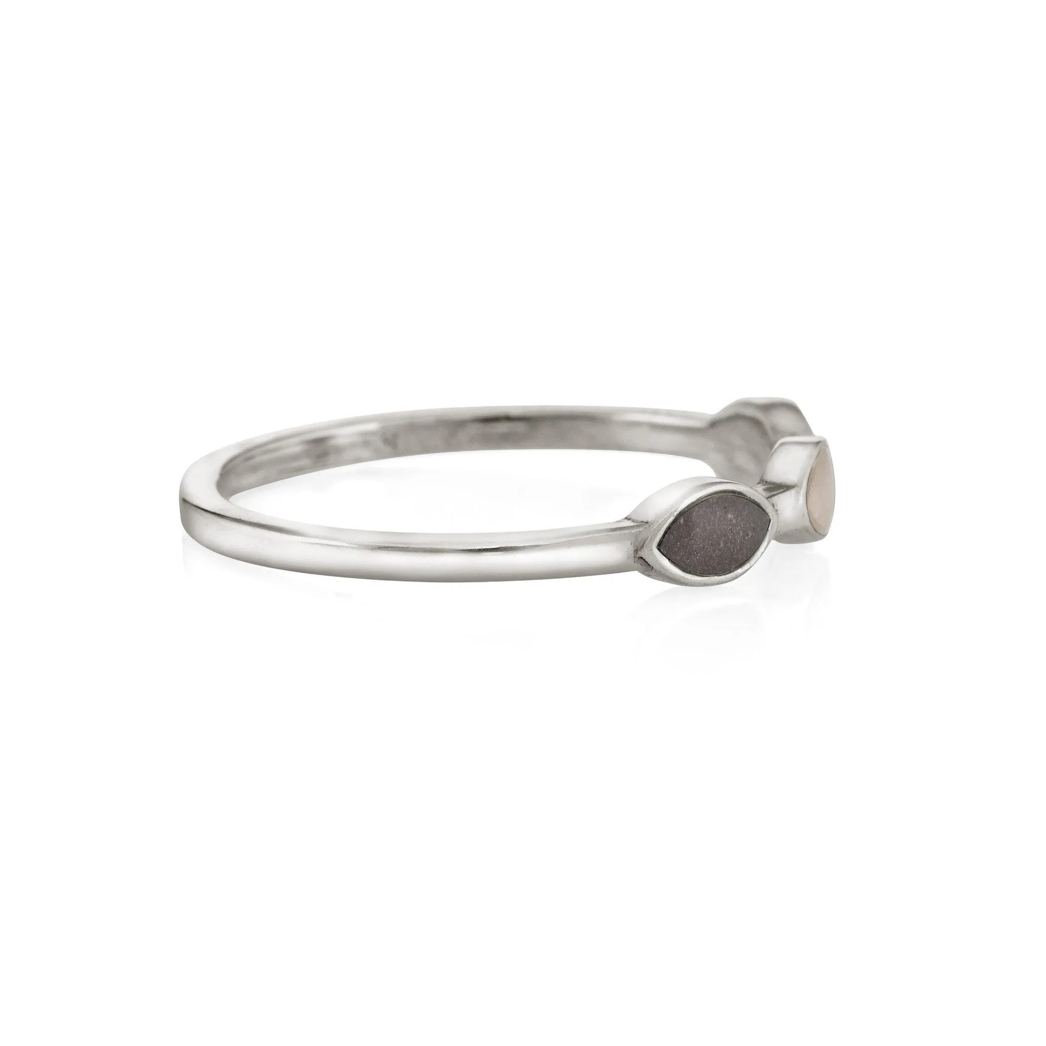 Three Setting Cremation Ring in Sterling Silver