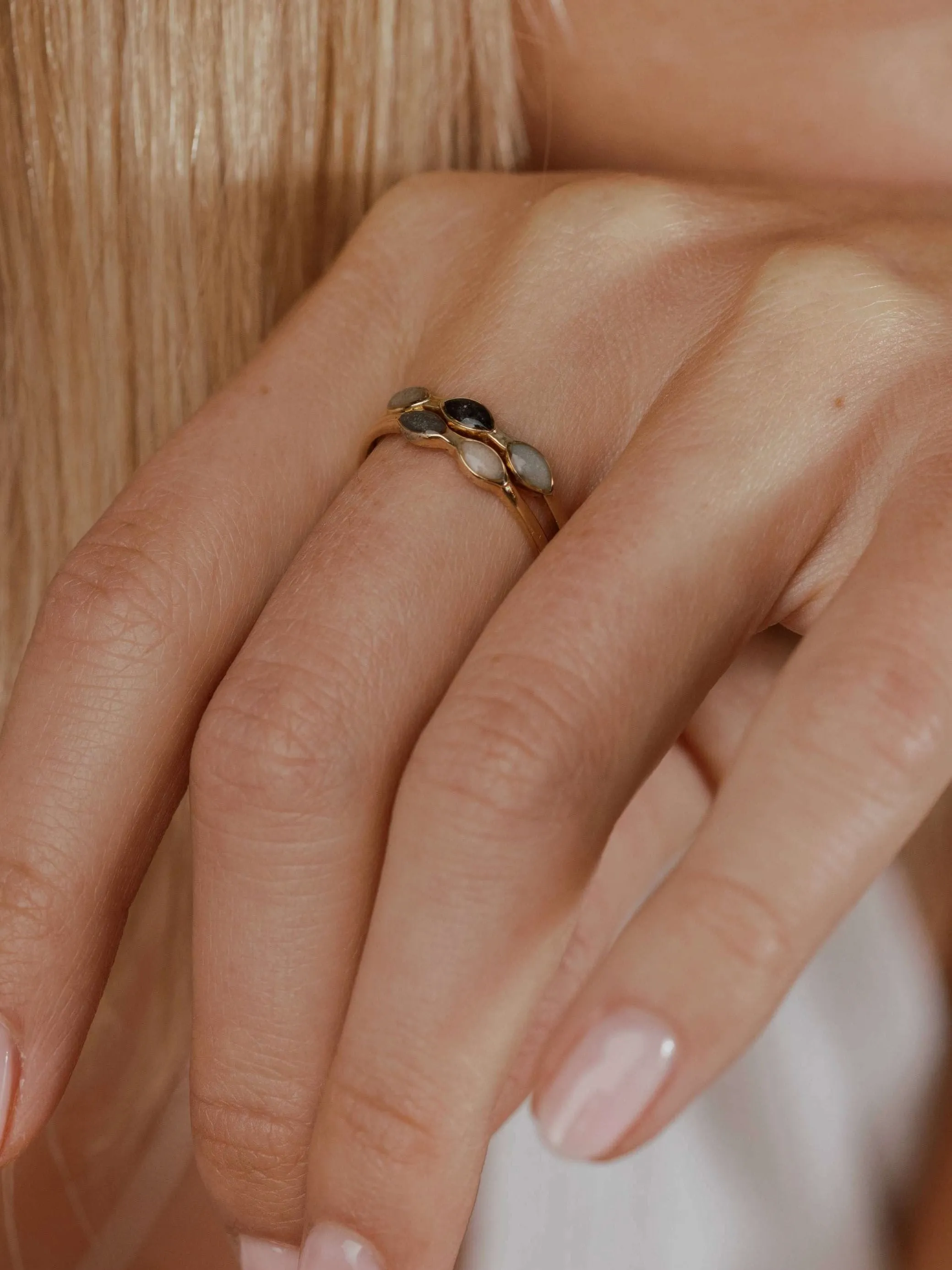 Three Setting Cremation Ring in Sterling Silver