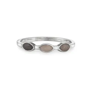 Three Setting Cremation Ring in Sterling Silver