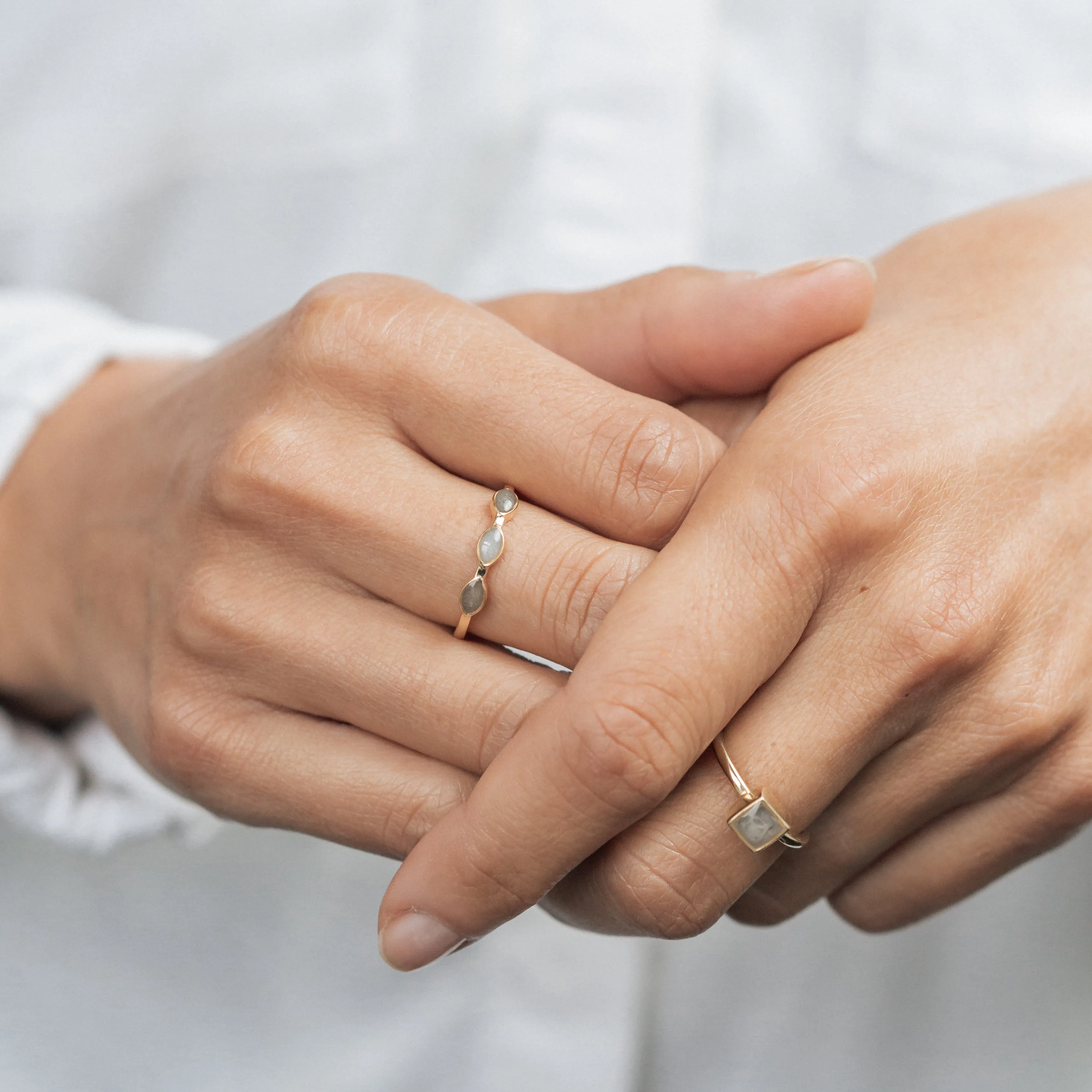 Three Setting Cremation Ring in Sterling Silver