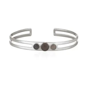 Three Setting Cuff Cremation Bracelet in Sterling Silver