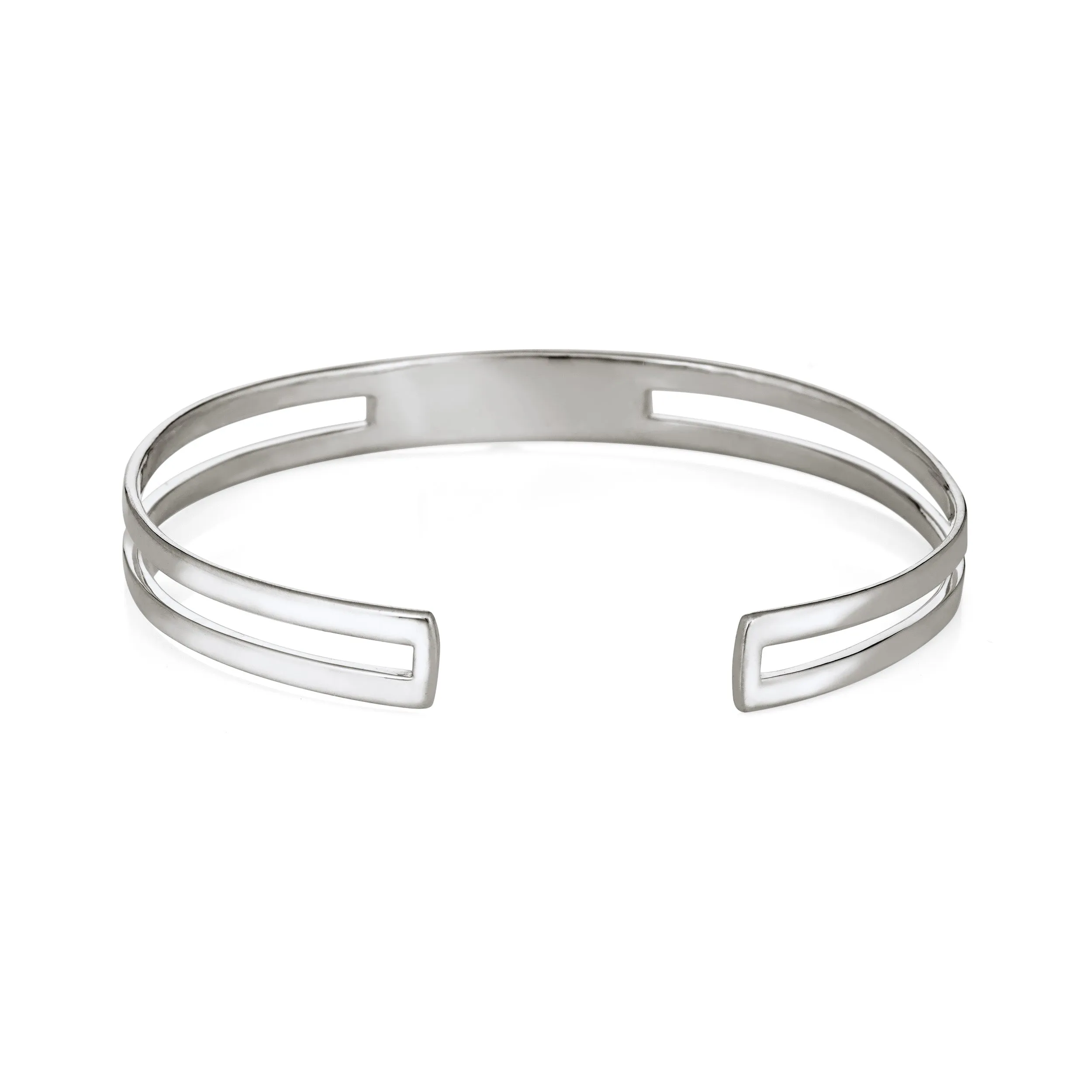 Three Setting Cuff Cremation Bracelet in Sterling Silver