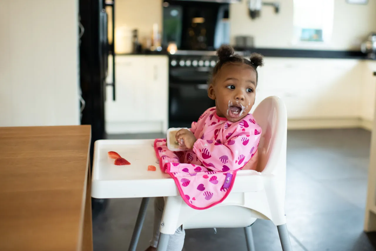 Tidy Tot Cover & Catch Bib (Long Sleeve) - Love Hearts