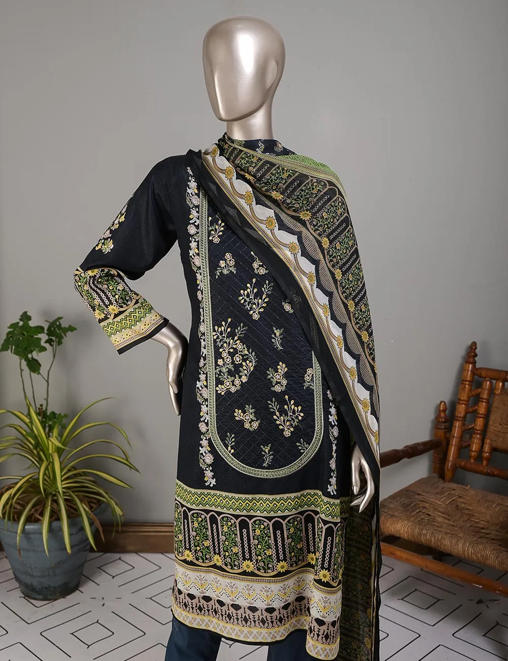 TMY-3A | Un-Stitched Embroidered Lawn Dress