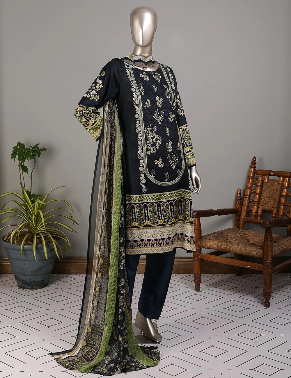 TMY-3A | Un-Stitched Embroidered Lawn Dress