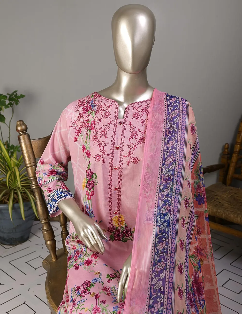 TMY-4B | Un-Stitched Embroidered Lawn Dress