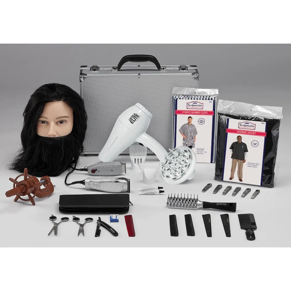 Training Kits - Barber Basics Kit - Right-Handed - Introductory Barbering Tools For Right-Handed Beginners, Including Practice Manikin