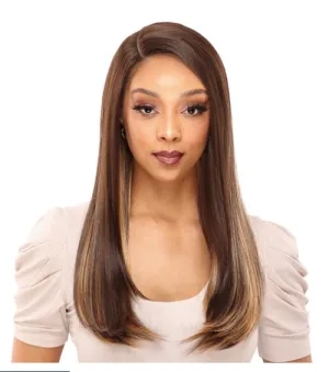 Transparent Lace Shoulder Length Straight Wig - Sunset Orange