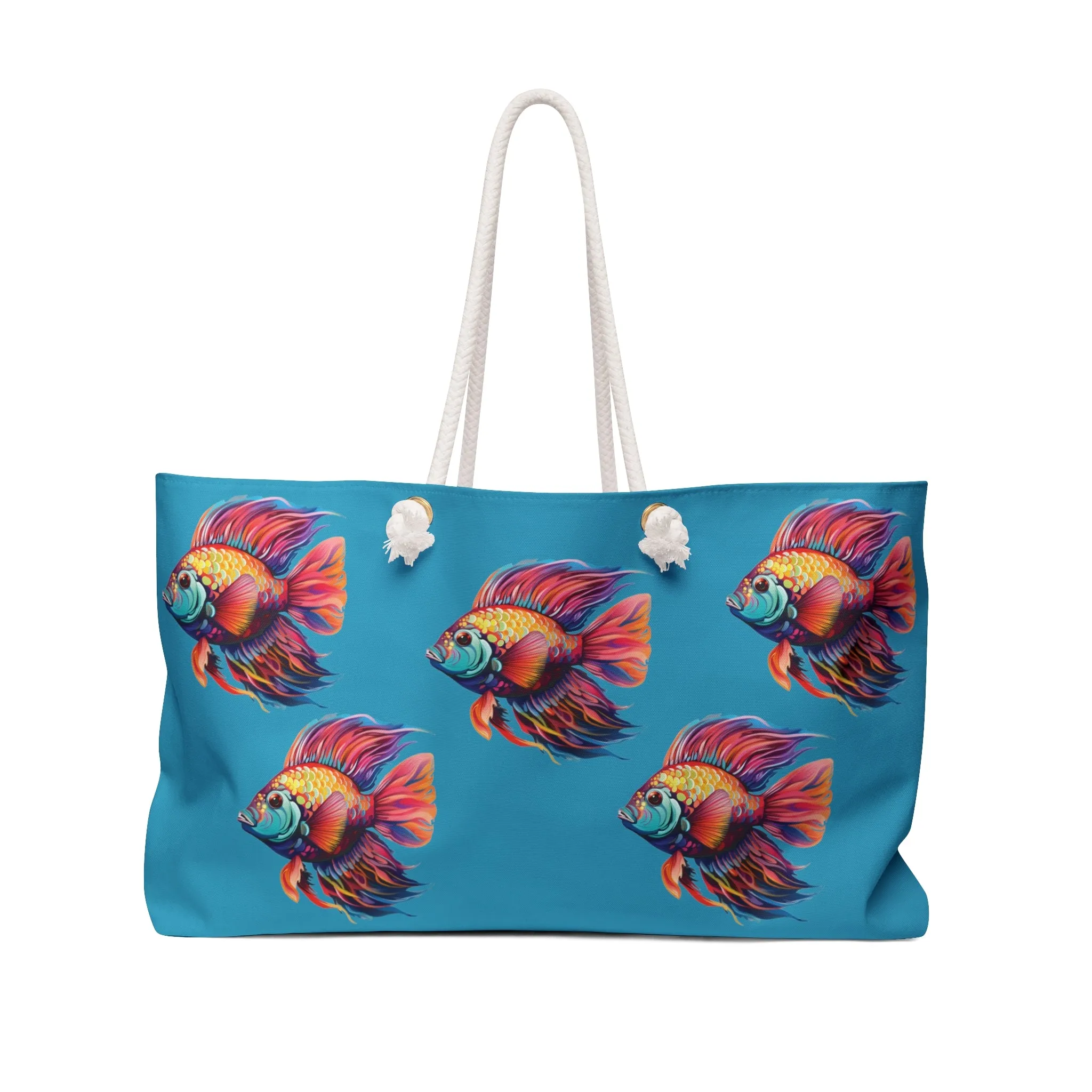 Tropical Fish on Turquoise Beach Bag - Weekend Tote