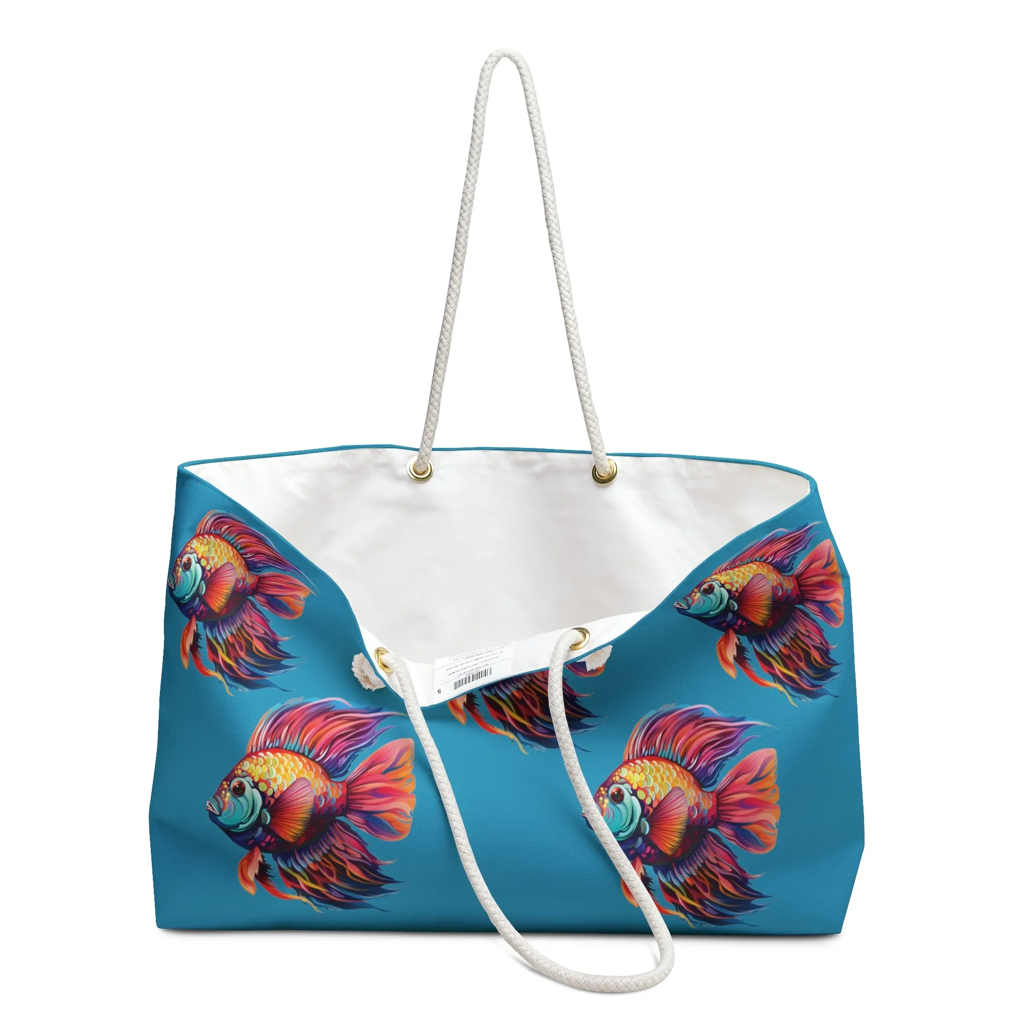 Tropical Fish on Turquoise Beach Bag - Weekend Tote