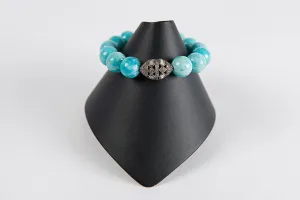 Turquoise agate with rose cut diamond bead