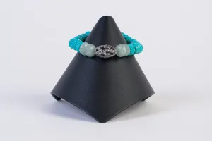 Turquoise and white topaz bracelet