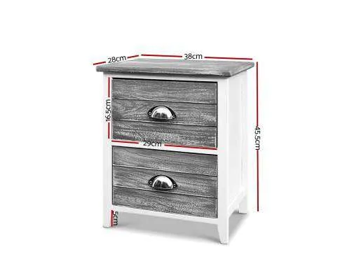 Two Bedside Table - Grey
