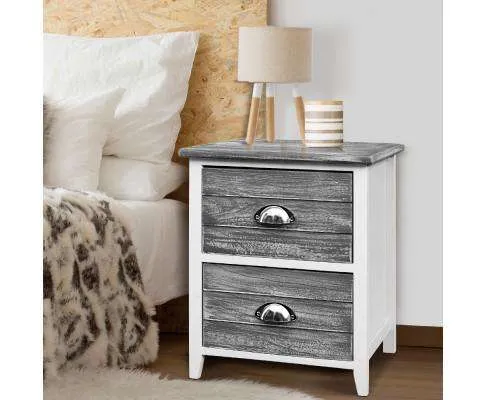 Two Bedside Table - Grey