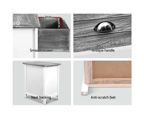 Two Bedside Table - Grey