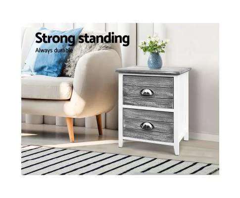Two Bedside Table - Grey