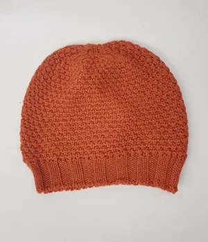 Uimi orange 100% merino wool knit beanie