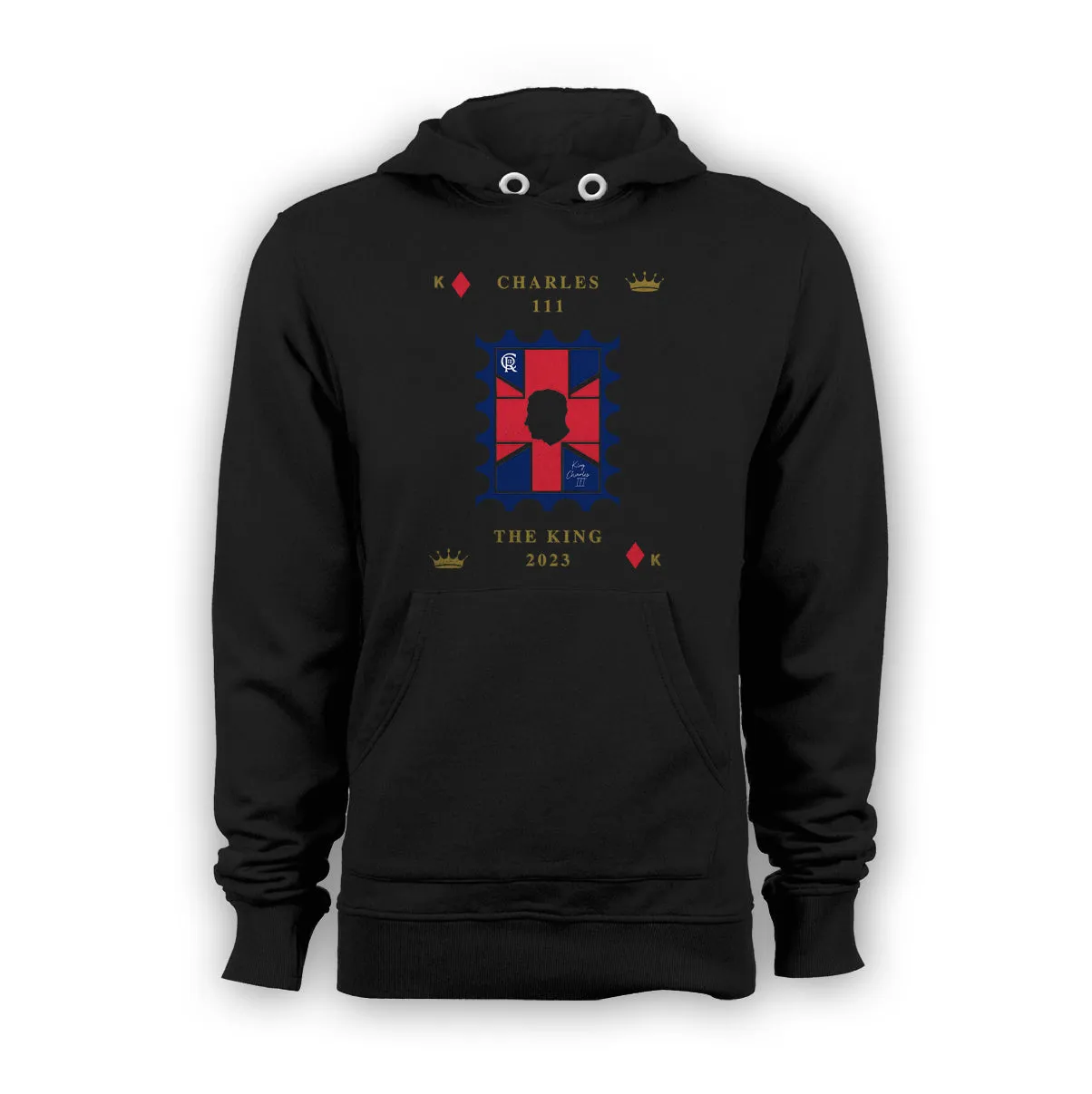 Urban Attitude Kings Coronation 2023 Stamp Charles III Hoodie Front Print (Black)