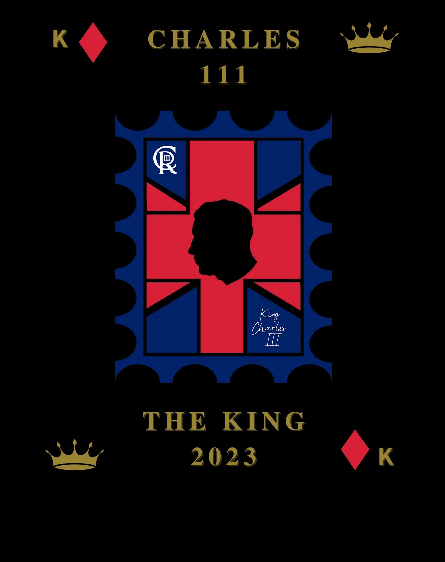 Urban Attitude Kings Coronation 2023 Stamp Charles III Hoodie Front Print (Black)