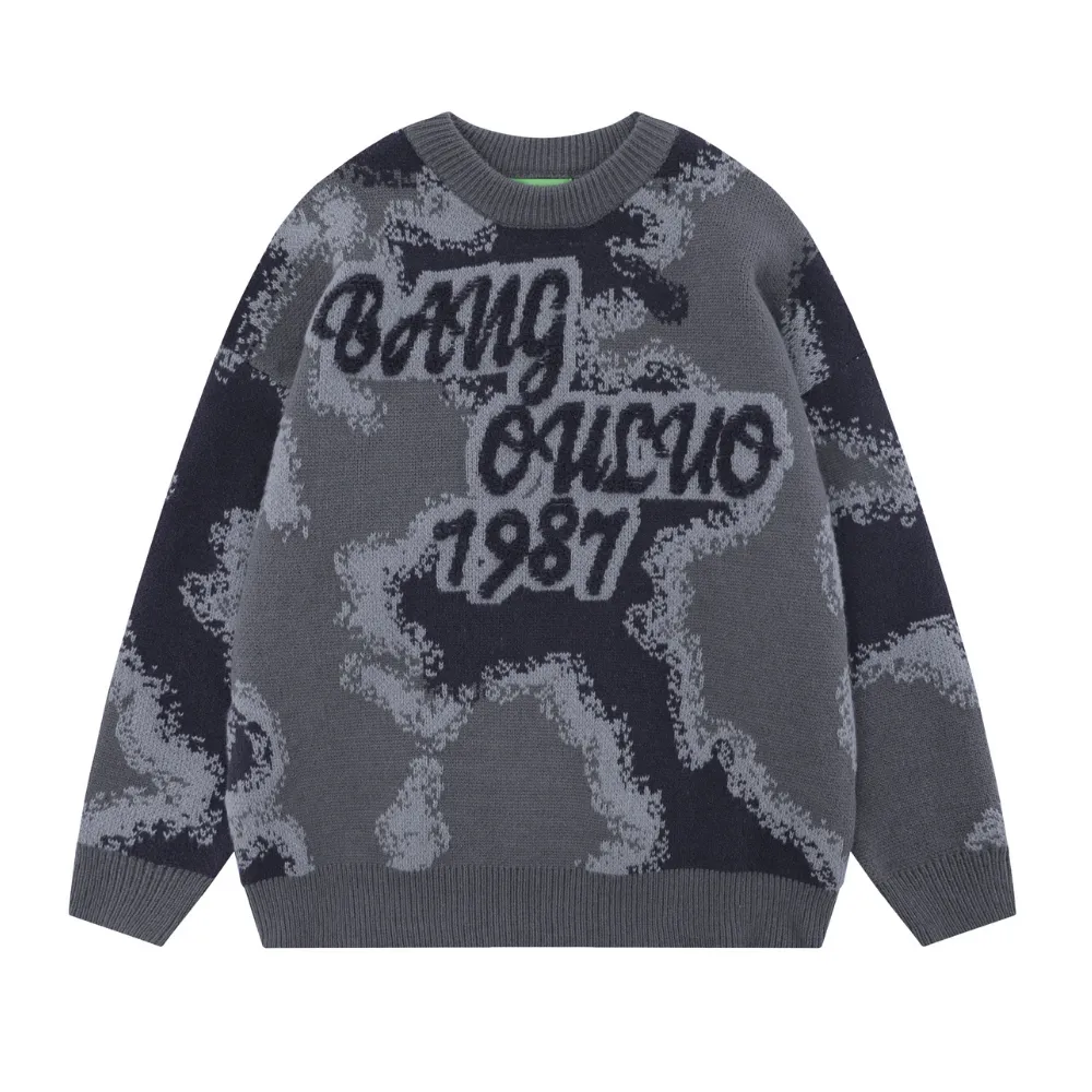 Urban Letter Flocked Contrast Sweater