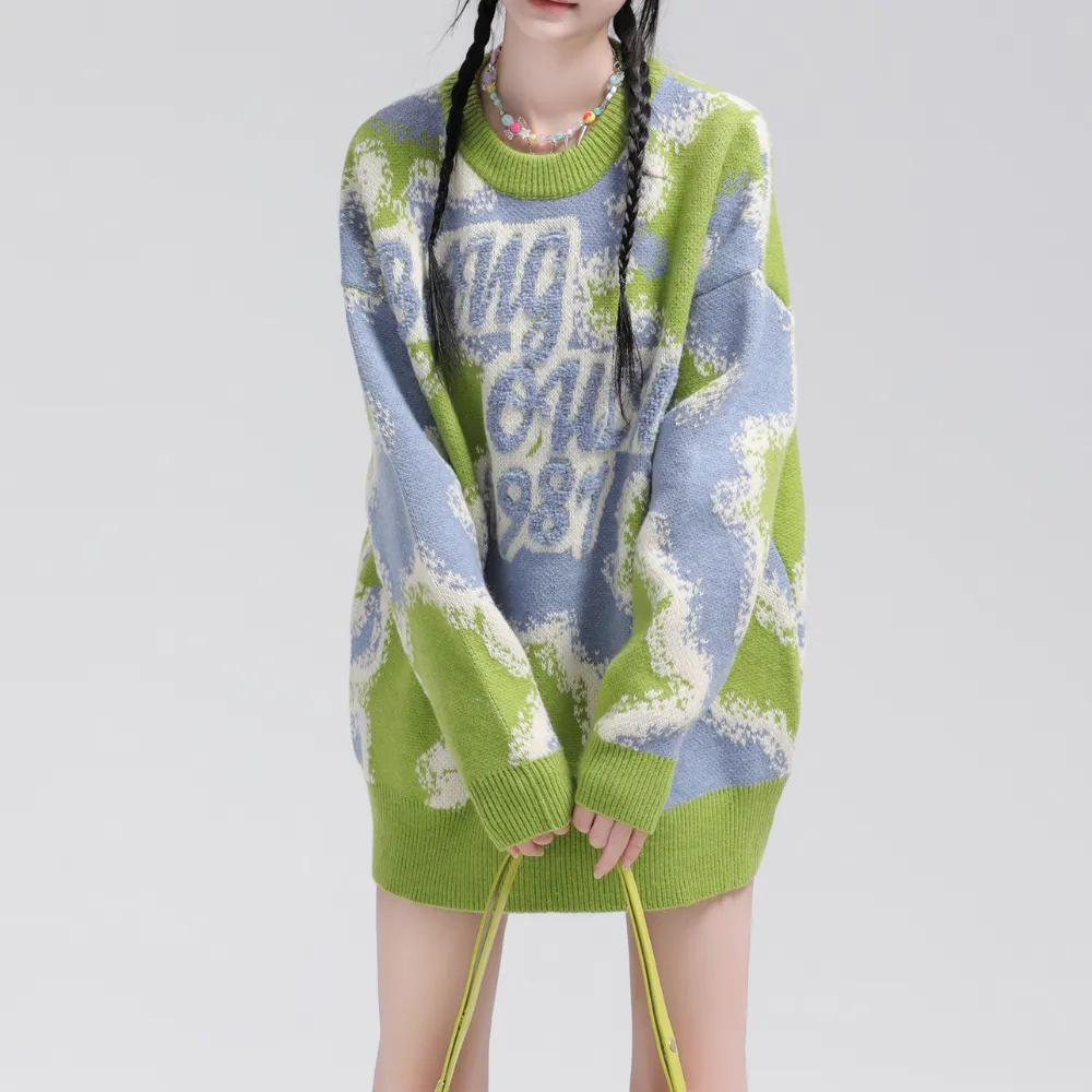 Urban Letter Flocked Contrast Sweater