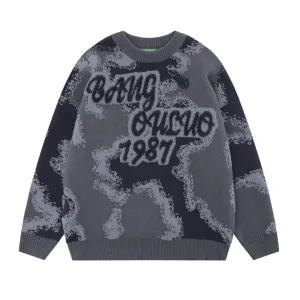 Urban Letter Flocked Contrast Sweater