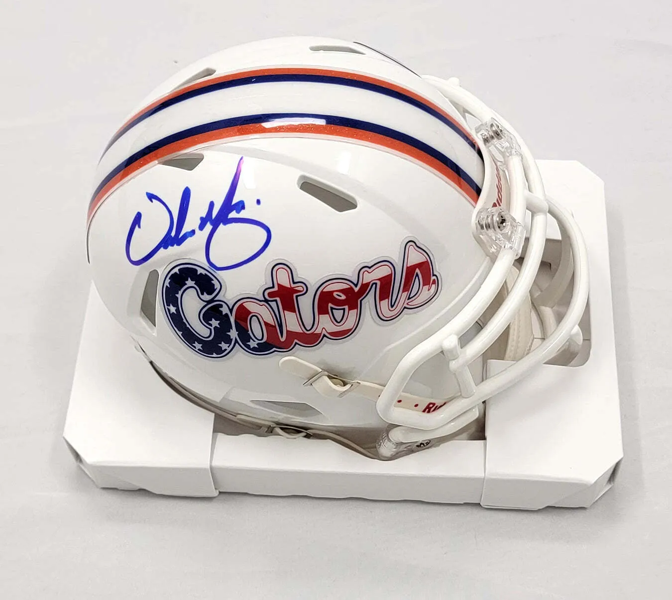 Urban Meyer Signed Florida Gators Stars & Stripes Mini Helmet Beckett Witnessed