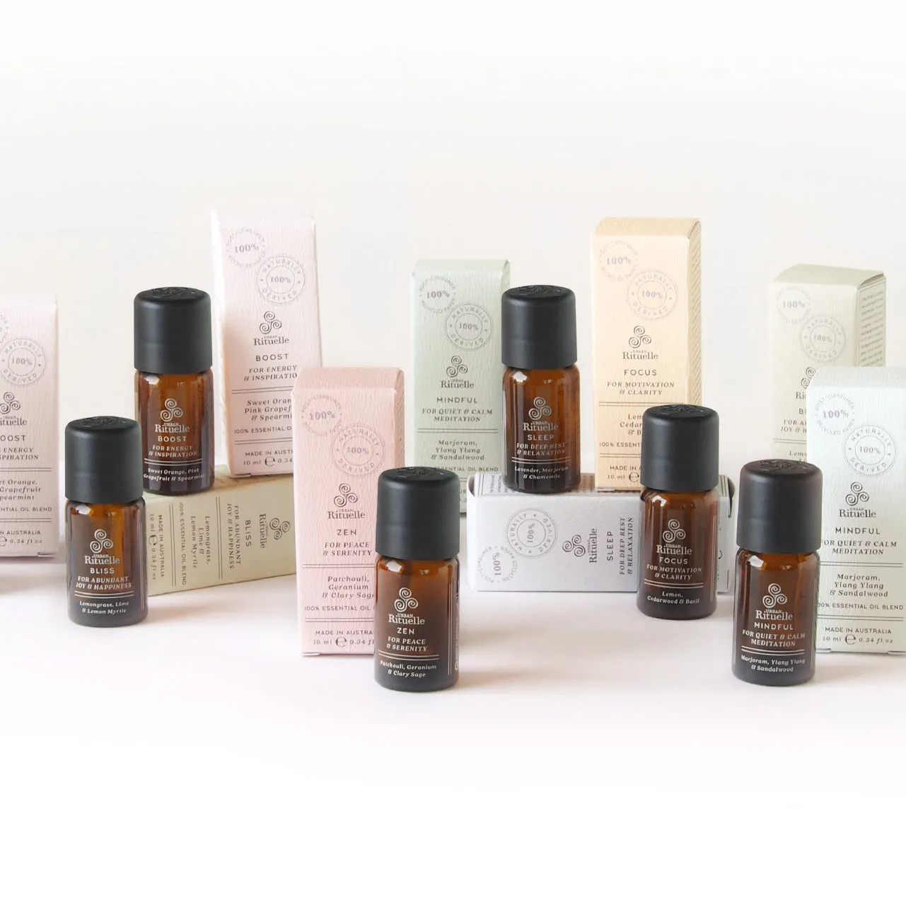 Urban Rituelle Natural Remedy Mindful: Marjoram, Ylang Ylang & Sandalwood 100% Essential Oil Blend | 10ml